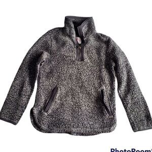 Cozy Sherpa Gray Sherpa Zip Pullover Small